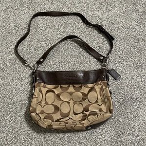 Coach Signature C Print Brown Bag with double Leather Straps